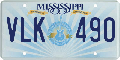 MS license plate VLK490