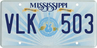 MS license plate VLK503
