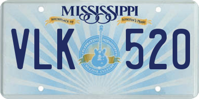 MS license plate VLK520