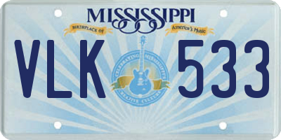 MS license plate VLK533