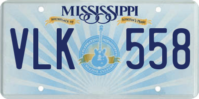MS license plate VLK558