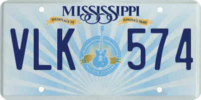 MS license plate VLK574