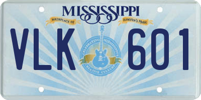MS license plate VLK601