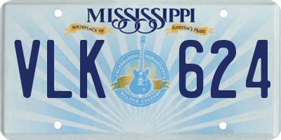 MS license plate VLK624
