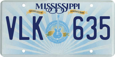MS license plate VLK635