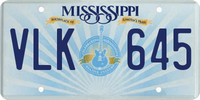 MS license plate VLK645