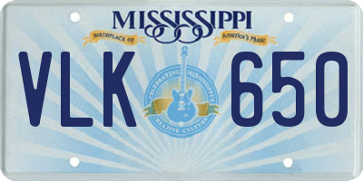 MS license plate VLK650
