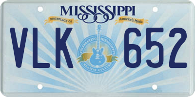 MS license plate VLK652