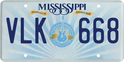 MS license plate VLK668