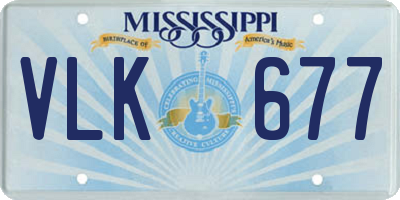 MS license plate VLK677