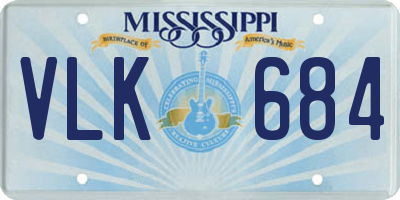 MS license plate VLK684