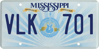 MS license plate VLK701