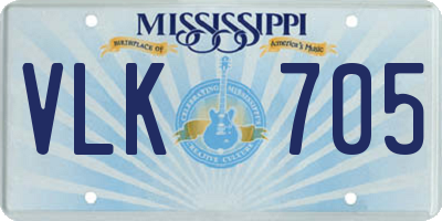 MS license plate VLK705