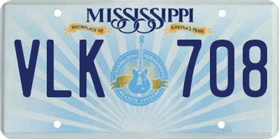 MS license plate VLK708