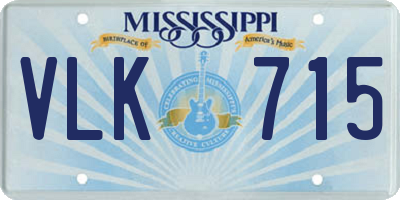 MS license plate VLK715