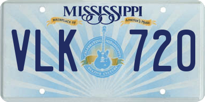 MS license plate VLK720