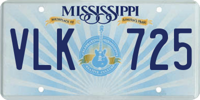 MS license plate VLK725