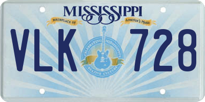 MS license plate VLK728