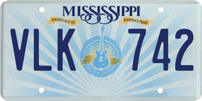 MS license plate VLK742