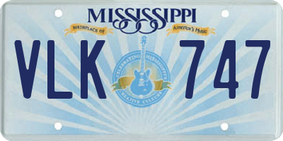MS license plate VLK747