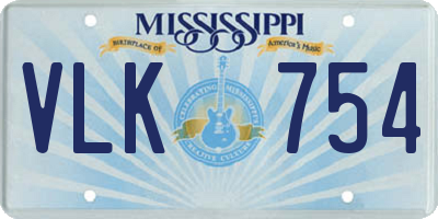 MS license plate VLK754