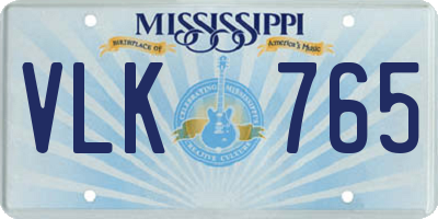 MS license plate VLK765