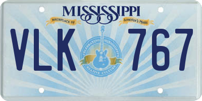 MS license plate VLK767