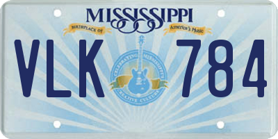 MS license plate VLK784