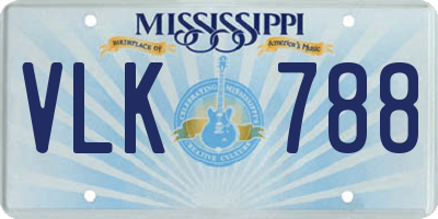 MS license plate VLK788