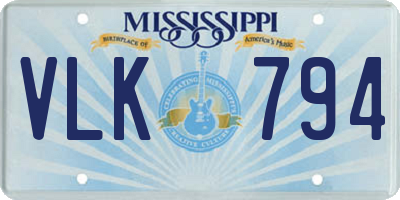 MS license plate VLK794