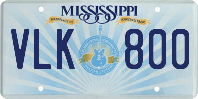 MS license plate VLK800