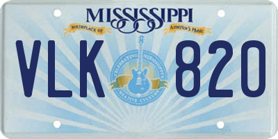 MS license plate VLK820