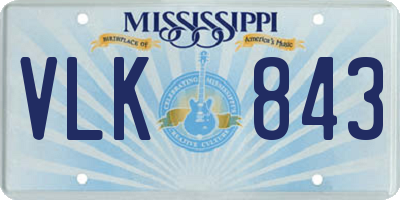 MS license plate VLK843
