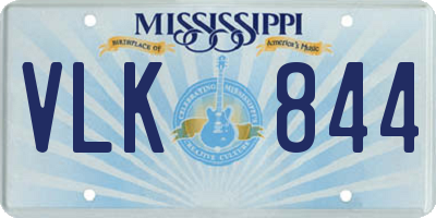 MS license plate VLK844