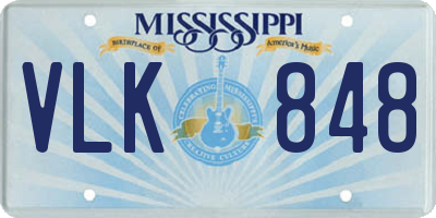 MS license plate VLK848