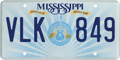 MS license plate VLK849