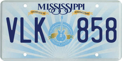 MS license plate VLK858