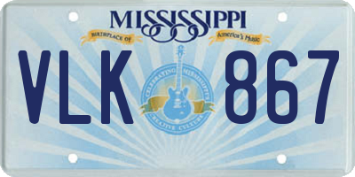 MS license plate VLK867