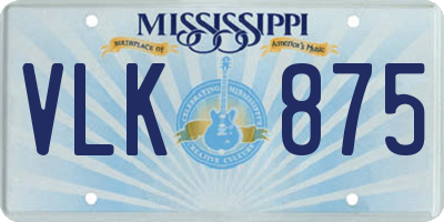 MS license plate VLK875
