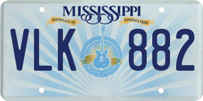 MS license plate VLK882