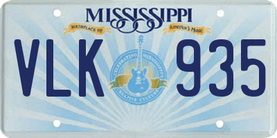 MS license plate VLK935