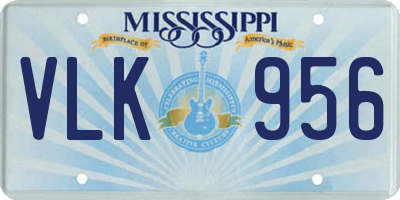 MS license plate VLK956