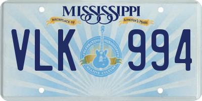 MS license plate VLK994