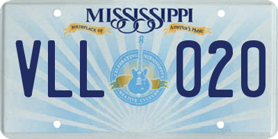 MS license plate VLL020