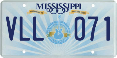 MS license plate VLL071