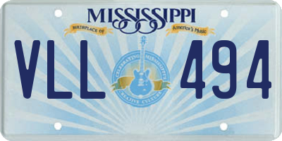 MS license plate VLL494