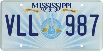 MS license plate VLL987