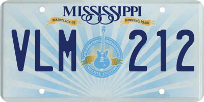 MS license plate VLM212