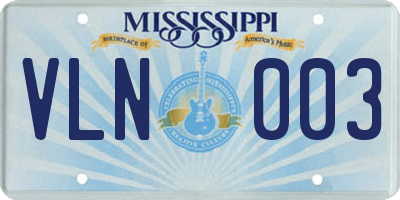 MS license plate VLN003