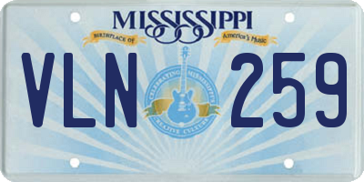 MS license plate VLN259